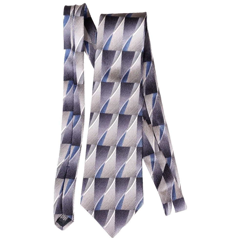 Murano Italia Geometric Abstract Necktie Men Black Gray Blue Business Officewear